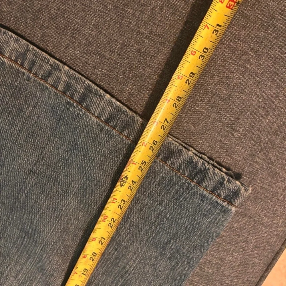 Baggy blue coogi jorts with embroidered pocket